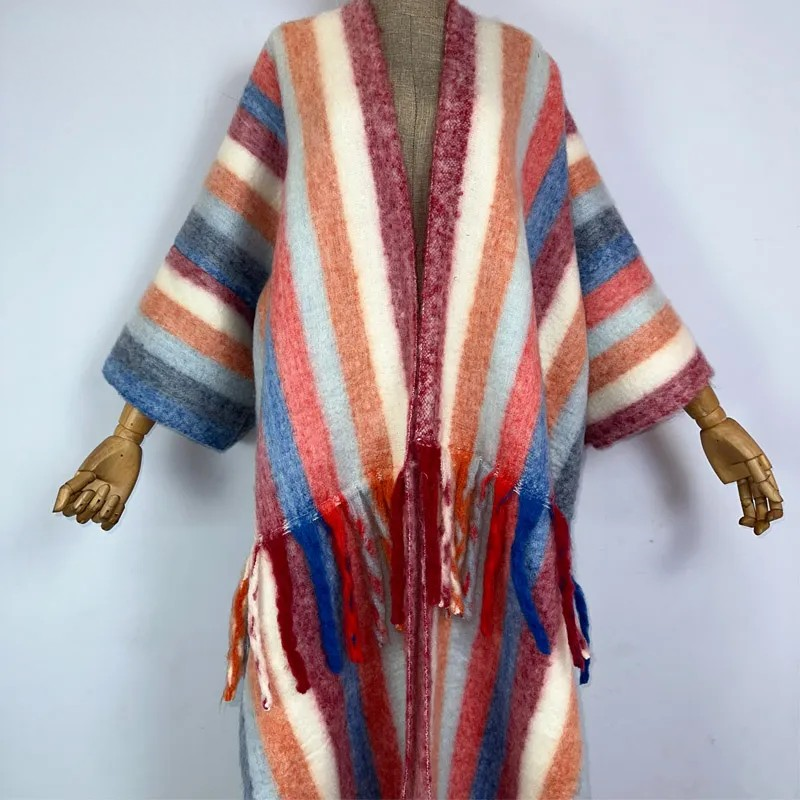 Cascade Striped Wool Kimono