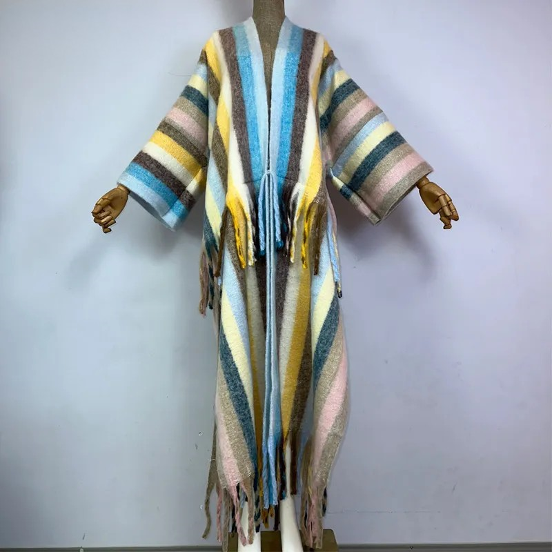Cascade Striped Wool Kimono