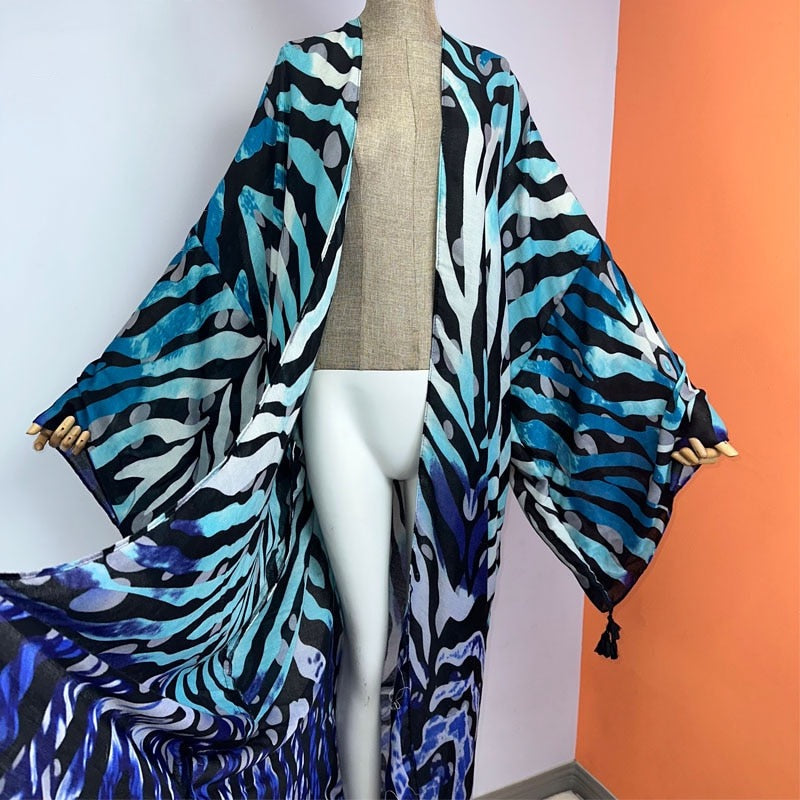 Blue Zebra Kimono - Lashawn Janae