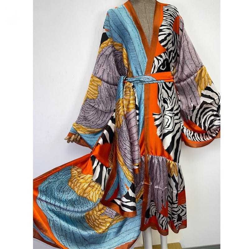 Safari Ruffle Bottom Kimono Dress - Lashawn Janae