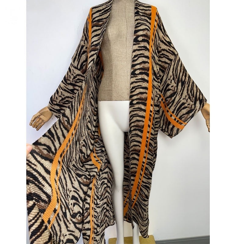 Wild Tiger Pleated Kimono Cardigan (7375264678046)