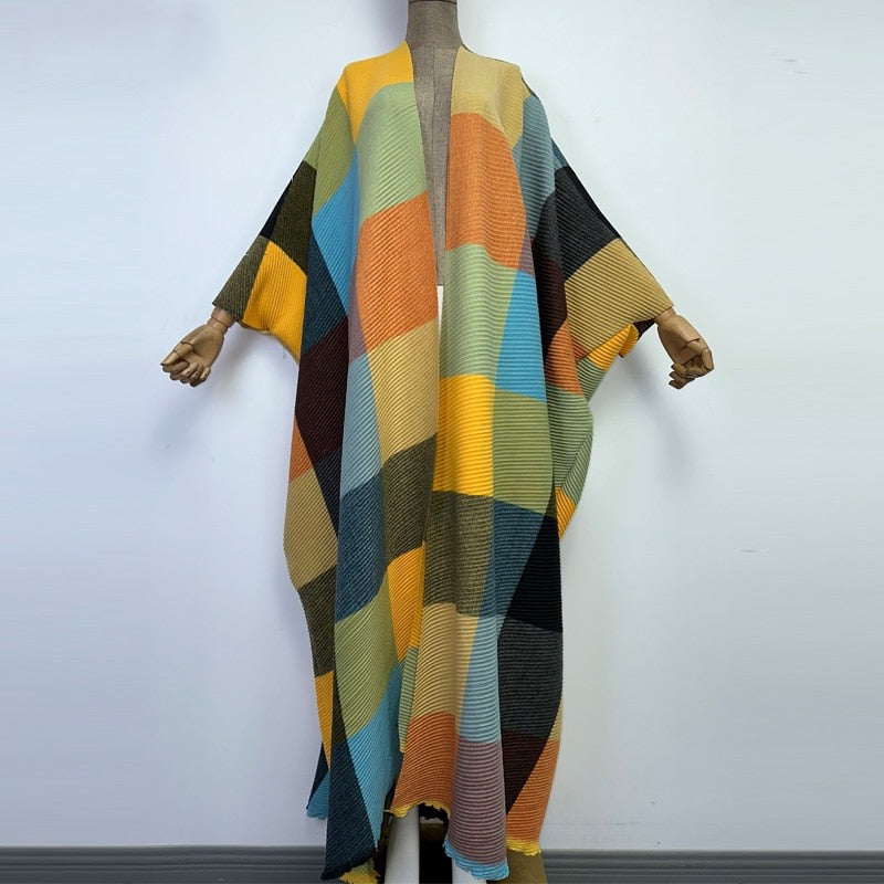 Boho Plaid Pleated Kimono - Lashawn Janae