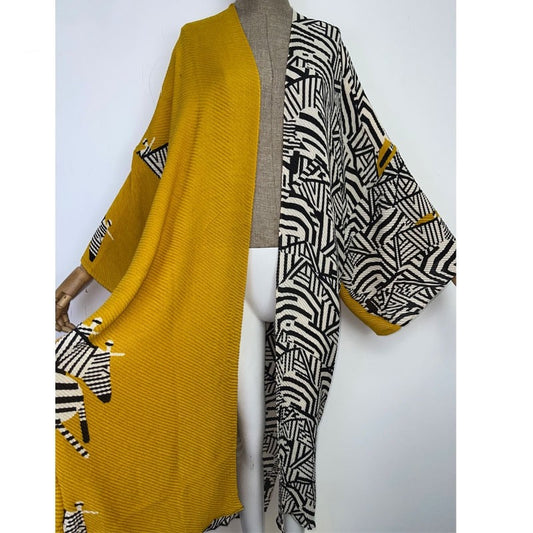 Zebra Party Pleated Kimono Cardigan (7375246459038)